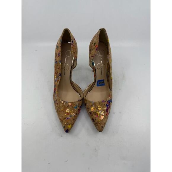 NEW Jessica Simpson JP-Parallel Pointed Toe Cork Heels Multicolor Womens Sz 8.5 - Picture 1 of 8